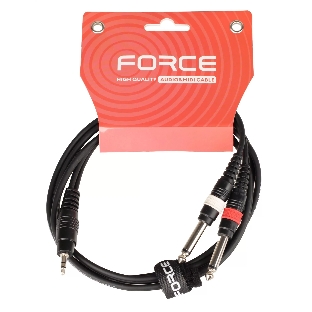 Кабель аудио FORCE FLC-38/1.51/8' TRS mini Jack - 2x1/4' TS Jack, стерео, используется для подключения смартфона к микшеру и аудио интерфейсу, диаметр 4,8 мм, длина 1,5 м