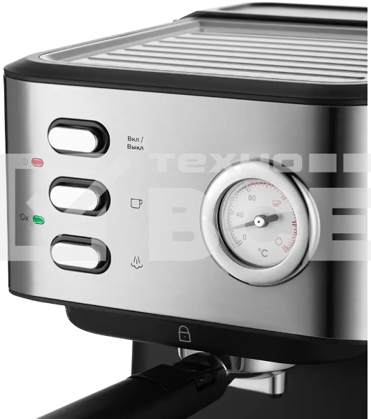 Кофеварка рожковая Kitfort КТ-7293 черный/серебристый, исп. кофе - молотый, 1.5 л, 1050 Вт, 15 Бар.