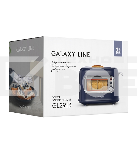 Тостер Galaxy Line GL 2913, синий, пластик, 900 Вт