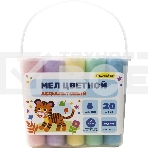 Мел цветной асфальтовый Silwerhof Веселые друзья кругл. 5цв. (20шт) пласт.вед., фото 1