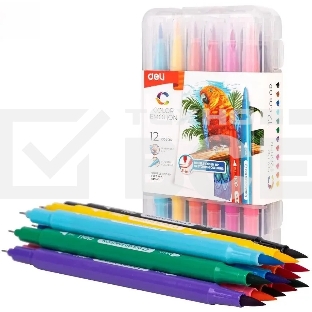 Фломастеры Deli EC151-12 Color Emotion 12цв. пластиковая коробка (12шт.)