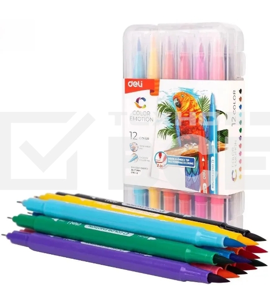 Фломастеры Deli EC151-12 Color Emotion 12цв. пластиковая коробка (12шт.)