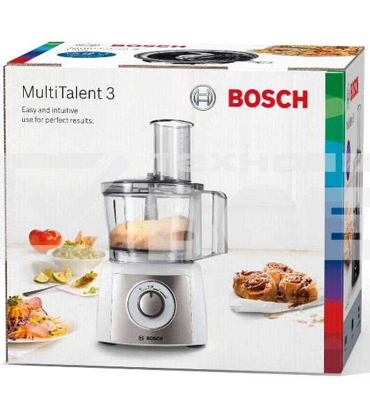 Кухонный комбайн Bosch MCM3501M 800 Вт, Скорости: 2, Блендер 1 л, Чаша 2.3 л, Цвет: черны/серебристый