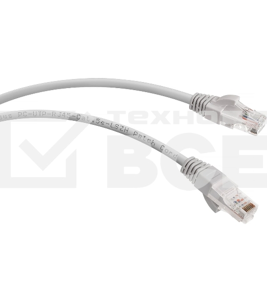 Шнур комм. Cabeus, кат. 5е, неэкр., U/UTP, RJ45/RJ45, LSZH, AWG24 15м, серый