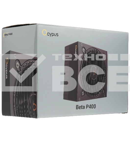 Блок питания 400W Ocypus Beta P400 BK (ATX, APFC, 20+4 pin, 120мм fan, PCI-E 6+2Px2, 3xSATA) (Beta-P400-N1HDBK024X-EU)