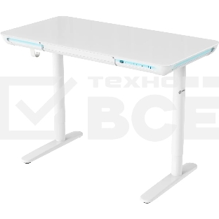 Стол для компьютера Cactus CS-EGD-WT-LED столешница закаленное стекло, белый каркас белый