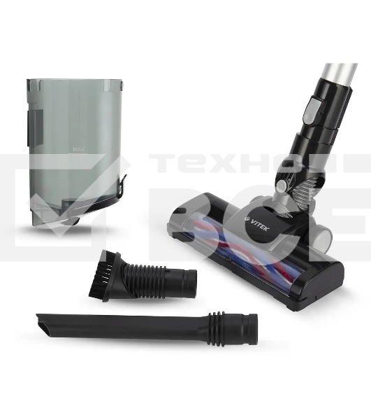 Пылесос вертикальный Vitek Midnight VT-1832 черный/серебристый, питание от аккумулятора, 120 Вт, уборка сухая, пылесборник 0.4 л, работа от АКБ max 35 мин