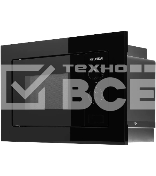 Микроволновая печь встраиваемая Hyundai HBW 2030 BG черный, 20 л, 800 Вт, переключатели - поворотный механизм