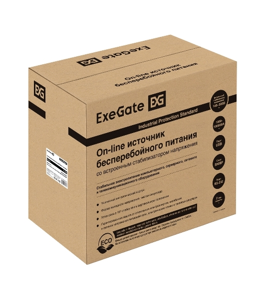 Источник бесперебойного питания On-line ExeGate PowerExpert TL-3000.72V.LCD.AVR.3SH.USB.RS232.SNMP 3000VA/3000W, On-Line, PF=1, LCD, 3*Schuko, RS232, USB, SNMP-slot, встроенные батареи 12V 7.2Ah - 6шт, возможность подключения до 4 внешних батарейных блоков 72В, Tower, металлический корпус, черный