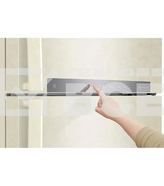 Холодильник LG GR-H802HEHL бежевый двухкамерный линейный инверторный 418/174л морозилка сверху,  No Frost