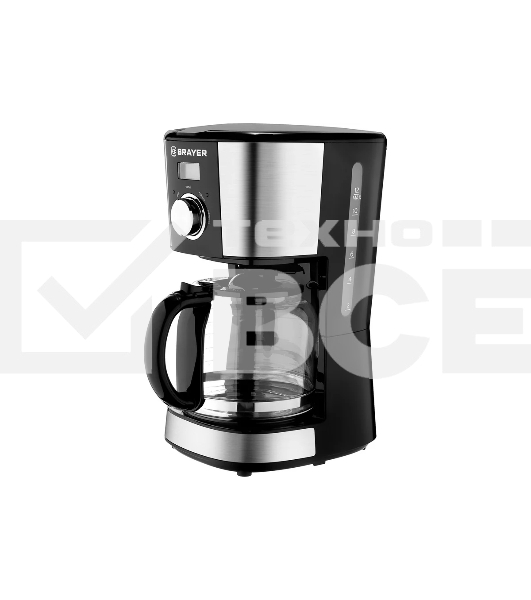 Кофеварка капельная BRAYER BR1122 черный, исп. кофе - молотый, 1.5 л, 900 Вт