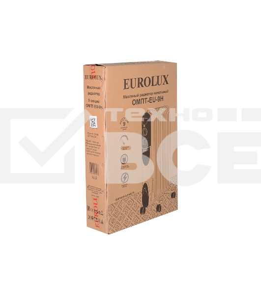 Масляный обогреватель EUROLUX ОМПТ-EU-9Н (9 секций) белый,  2000 Вт, 25 м2, термостат 67/3/19