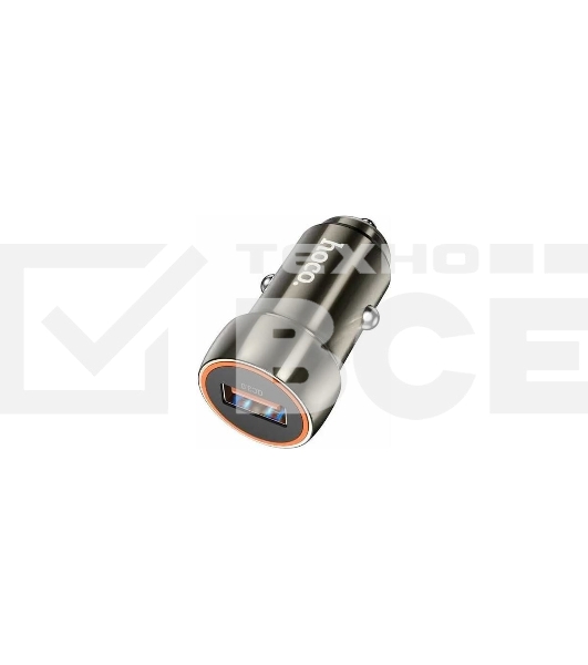 Автомобильная зарядка HOCO Z46 Blue shield, 1xUSB, 18W, серый металлик