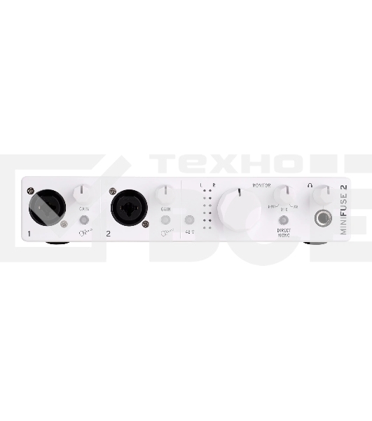 Аудиоинтерфейс USB Arturia MiniFuse 2 White [800112] 24бит/192кГц, два комбинированных входа XLR-1/4 (микрофонный / линейный / инструментальный уровень) с фантомным питанием +48 В, выходы на монитор (L/R Jack), выход для наушников, MIDI In/Out