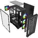 Компьютерный корпус Powercase Alisio Micro X4B V2, Tempered Glass, 4х 120мм ARGb fans, ARGb HUB, черный, mATX (CAMCXB-A4), фото2