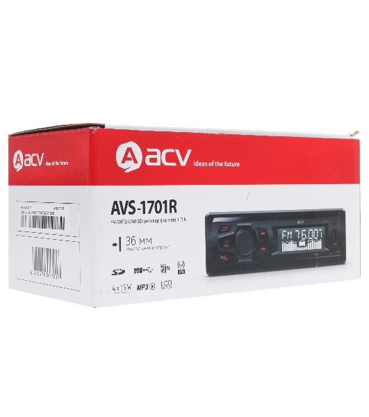 Автомагнитола ACV AVS-1701R, 1 DIN, USB Type-A, AUX
