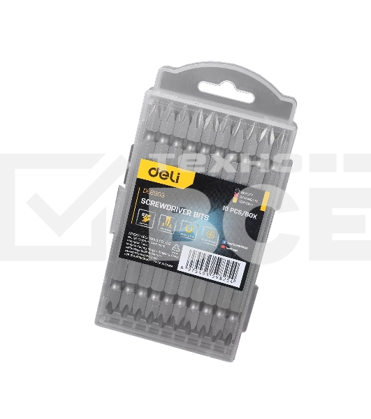 Набор двухсторонних бит 10 шт Deli DL6903 PH2x110мм, сталь S2 с твердостью 58-60HRC, пласт.кейс