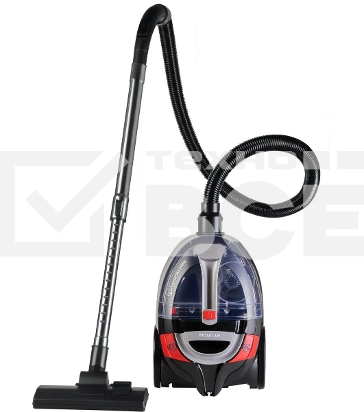 Пылесос Hyundai HYV-C3077 черный, 380/2000 Вт, уборка сухая, пылесборник контейнер 1.5 л