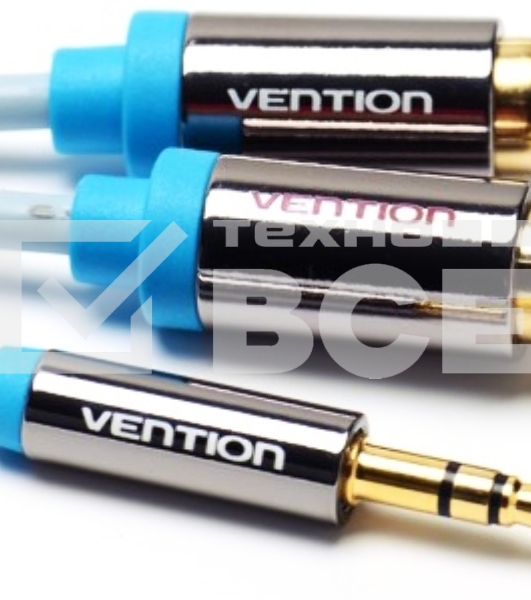 Кабель Vention аудио Jack 3,5 mm M/2RCA M - 3 м Черный