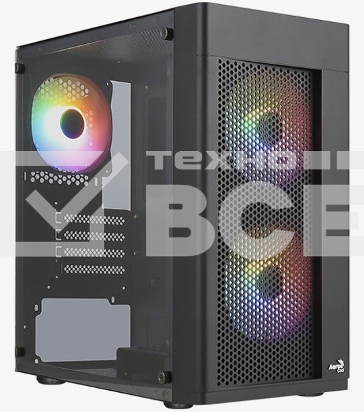 Корпус MiniTower Aerocool / Formula HEXFORM-G-BK-v2 (mATX, стекло, сетка, USB3.0x1, USB2.0x2, 3x120mm FRGB fans) (4711099471799)