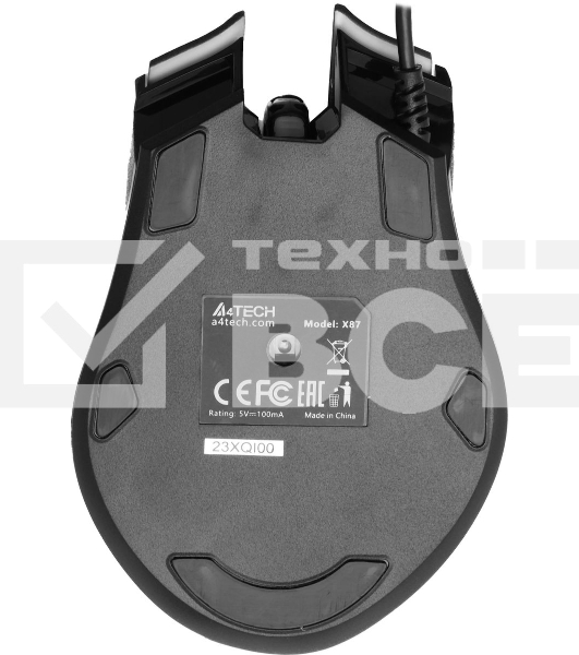 Мышь проводная A4Tech X87 черный, 2400 dpi, USB, кнопки - 8