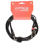 Кабель аудио FORCE FLC-38/31/8' TRS mini Jack - 2x1/4' TS Jack, стерео, используется для подключения смартфона к микшеру и аудио интерфейсу, диаметр 4,8 мм, длина 3 м, фото 1
