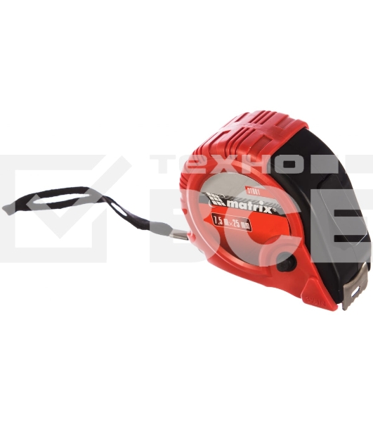 Рулетка MATRIX Rubber, 7,5 м х 25 мм, обрезиненный корпус 31001