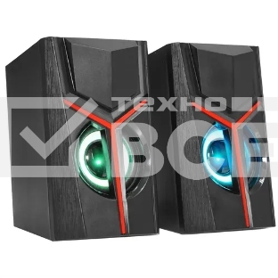 Колонки 2.0 Qumo TRON AS007, 10 ВТ, объемное звучание, RGB подсветка, USB+Jack 3,5мм