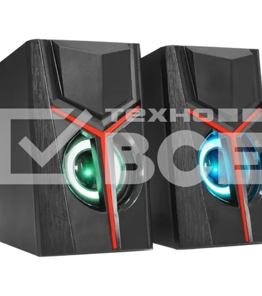 Колонки 2.0 Qumo TRON AS007, 10 ВТ, объемное звучание, RGB подсветка, USB+Jack 3,5мм