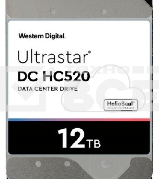 Жесткий диск Western Digital  Original SAS 3.0 12Tb HUH721212AL4204 Ultrastar DC HC520 4KN (7200rpm) 256Mb 3.5