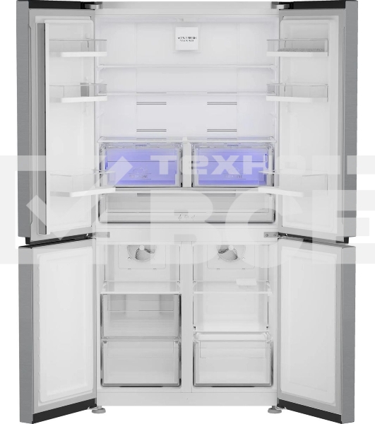 Холодильник Hotpoint HFP4 625I X нержавеющая сталь, трёхкамерный, 376/165л, морозилка снизу, No Frost, Side by Side