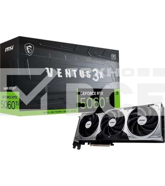 Видеокарта MSI RTX5060Ti VENTUS 3X OC 16GB NVIDIA GeForce RTX 5060TI 16Gb 128bit GDDR7 2602/28000 HDMIx1 DPx3 HDCP Ret