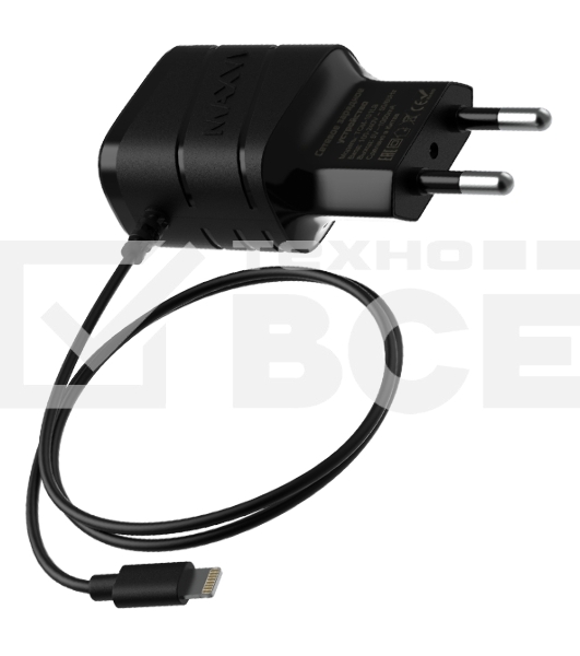 Сетевое зарядное устройство Maxvi TCM-101LB 1A, Lightning, 1xUSB-A, черный