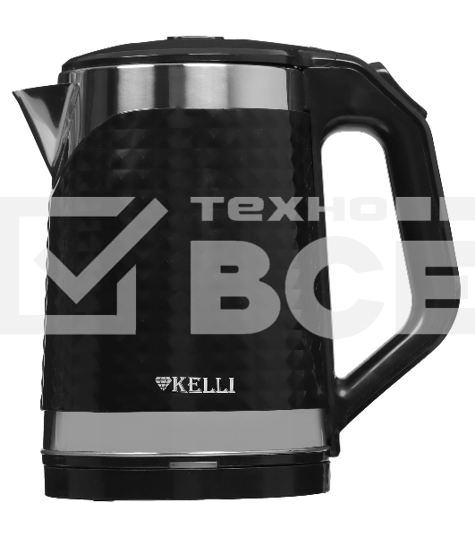 Чайник электрический Kelli KL-1372B 1,8л, нержавейка+пластик, черный (12)