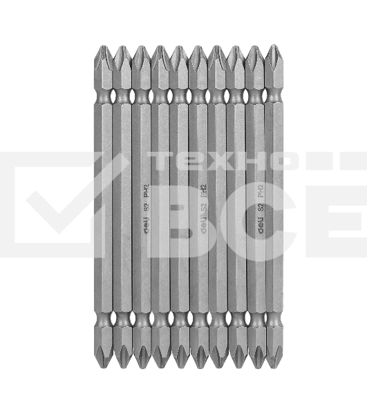 Набор двухсторонних бит 10 шт Deli DL6903 PH2x110мм, сталь S2 с твердостью 58-60HRC, пласт.кейс