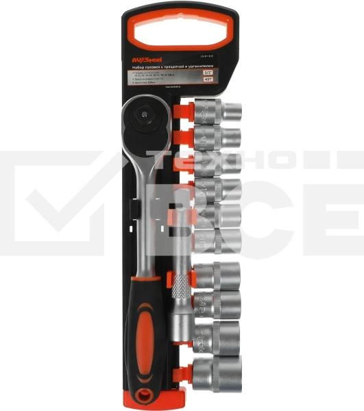 Набор инструмента AUTOVIRAZH AV-011012 12 пр.((трещетка 1/2+ удлиннитель+10 торцевых головок))