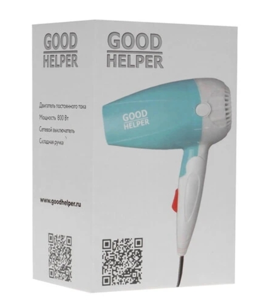 Фен Goodhelper HD-F083 голубой/белый, 800 Вт, компактный