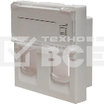 Панель Suprlan 10-0302-1, лицевая со шторкой 45x45, 2xKeystone ABS пластик, белый, фото 1