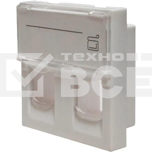 Панель Suprlan 10-0302-1, лицевая со шторкой 45x45, 2xKeystone ABS пластик, белый