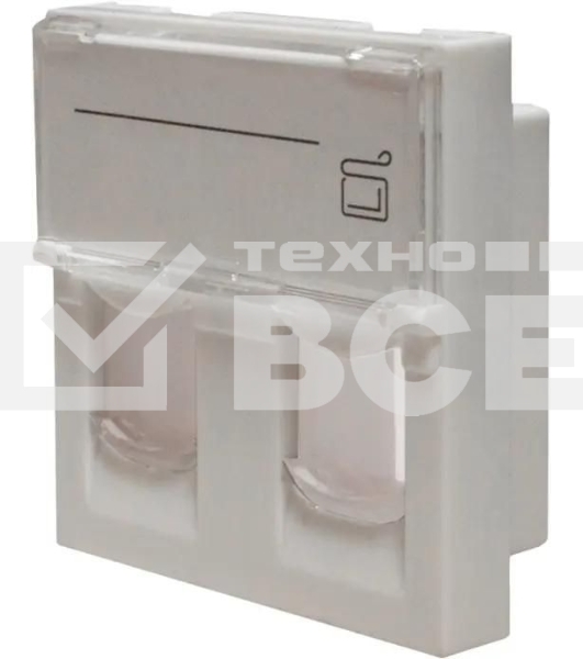 Панель Suprlan 10-0302-1, лицевая со шторкой 45x45, 2xKeystone ABS пластик, белый