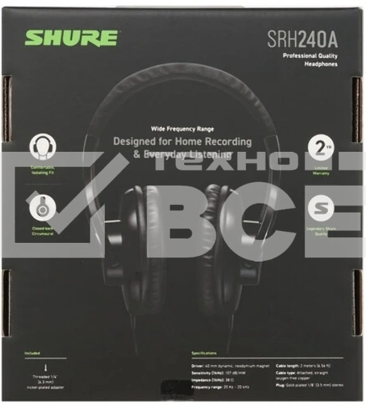 Наушники Shure SRH240A-BK-EFS черный