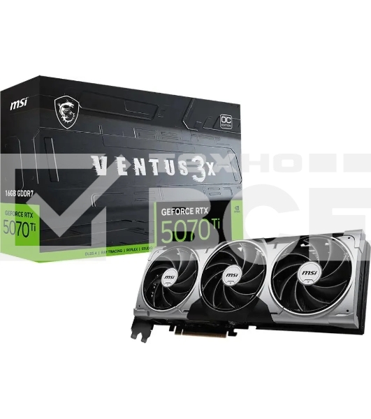 Видеокарта MSI RTX5070Ti 16G VENTUS 3X OC NVIDIA GeForce RTX 5070TI 16Gb 256bit GDDR7 2482/28000 HDMIx1 DPx3 HDCP Ret