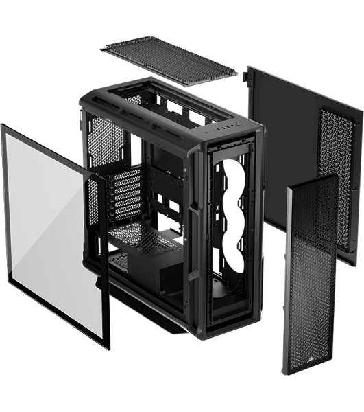 Корпус без блока питания Case Corsair 5000T, Midi-Tower, TG, no fan, 4xUSB-A 3.2, 1xUSB 3.2 Type-C, E-ATX, ATX, mATX, mITX черный