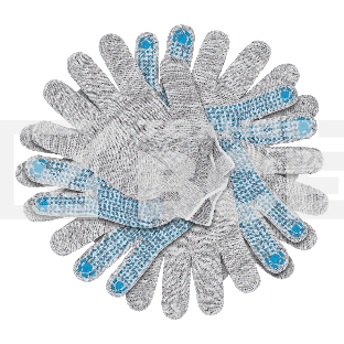 Перчатки трикотажные Сибртех х/б, 200 пар, ПВХ точка, 4 нити, 10 класс