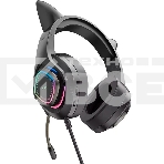 Гарнитура HOCO W107 Cute Cat чёрный, проводная, подсветка, фото 1