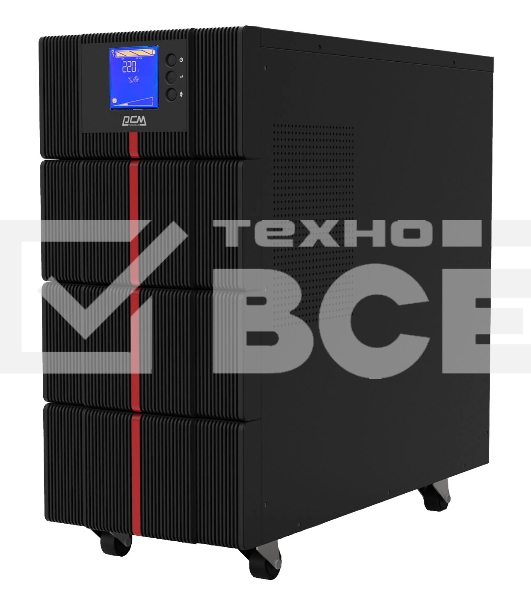 Источник бесперебойного питания Powercom MACAN, On-Line, 6000VA / 6000W, Tower, IEC, LCD, Serial+USB, SmartSlot, подкл. доп. батарей