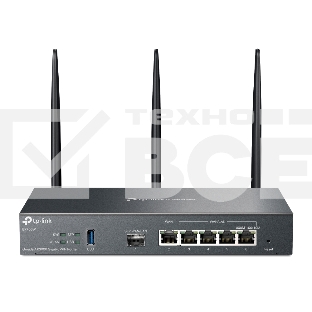 VPN-маршрутизатор TP-Link ER706W Omada с гигабитными портами и поддержкой Wi-Fi AX3000, 1 гиг. SFP WAN/LAN, 1 гиг. RJ45 WAN, 4 гиг. RJ45 WAN/LAN, USB 3.0, до 574 М/с на 2,4 ГГц + до 2402 М/с