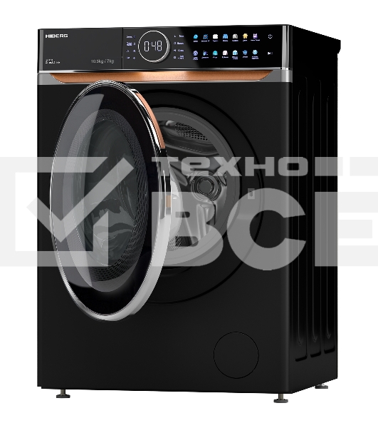 Стирально-сушильная машина HIBERG i-DDQ10 - 10714 B черный матовый загр. фронтальная макс.: 10,5 кг 1400 об/мин класс: А+++