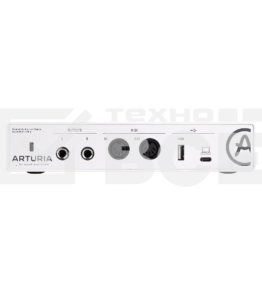 Аудиоинтерфейс USB Arturia MiniFuse 2 White [800112] 24бит/192кГц, два комбинированных входа XLR-1/4 (микрофонный / линейный / инструментальный уровень) с фантомным питанием +48 В, выходы на монитор (L/R Jack), выход для наушников, MIDI In/Out