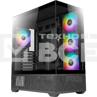 Компьютерный корпус Azza TIARA черный без БП ATX 4x120мм 2xUSB 3.0 1xUSB3.1 audio bott PSU